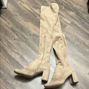 Tan Suede Over-the-Knee Boots